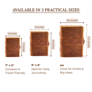 Weathered Brown Vintage Leather Journal with Lock – Deckle Edge Paper