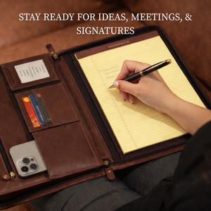 Leather Padfolio with Zipper – Professional Portfolio Folder