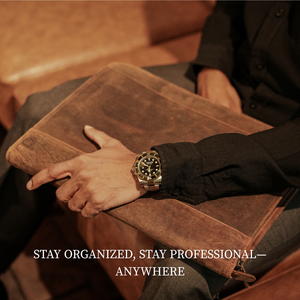 Leather Padfolio with Zipper for Men and Women