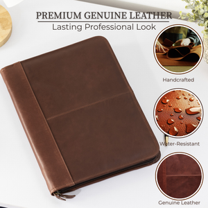 Leather Padfolio with Zipper – Professional Portfolio Folder