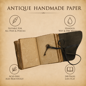Vintage Leather Journal with Key – Deckle Edge Paper (Green)