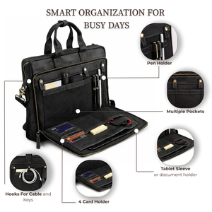 Leather Messenger Bag – 18” Laptop Briefcase