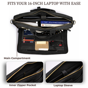 Leather Messenger Bag – 18” Laptop Briefcase
