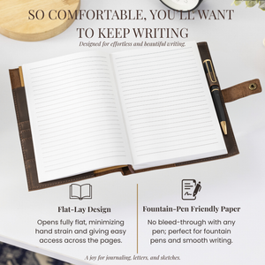 A5 Refillable Leather Journal with Pen