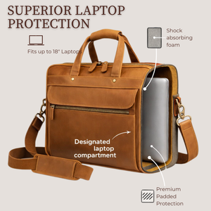 Leather Messenger Bag – 15” Laptop Briefcase