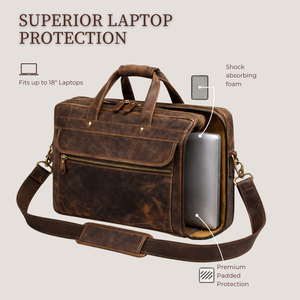 Brown Leather Messenger Bag – 15” Laptop Briefcase