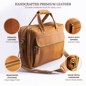 Leather Messenger Bag – 15” Laptop Briefcase