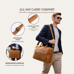 Leather Messenger Bag – 15” Laptop Briefcase