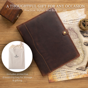 Leather Padfolio Binder with Pen for Men and Women