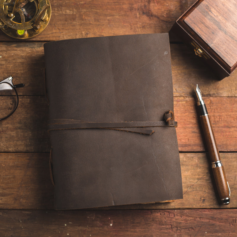Vintage Leather Journal - Deckle Edged Antique Journal