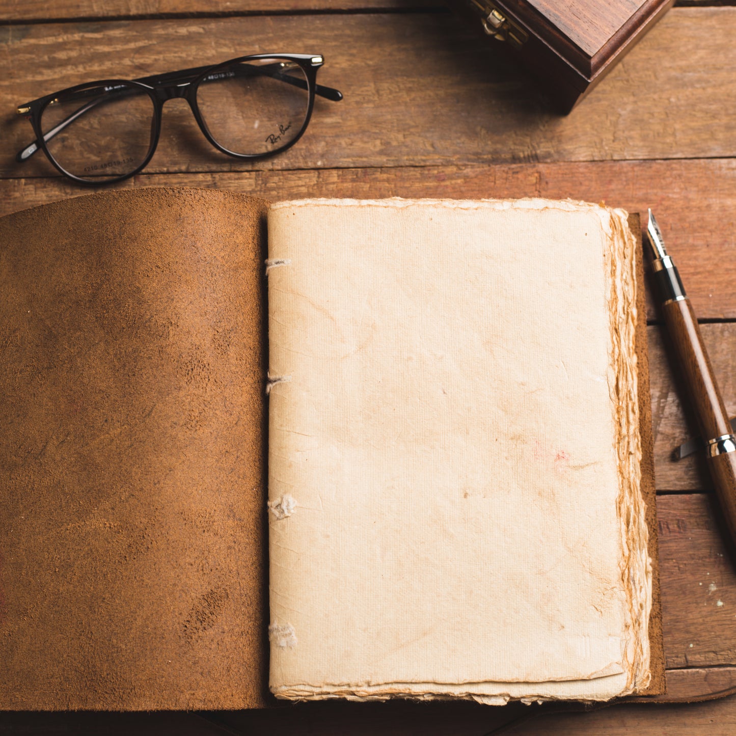 Vintage Leather Journal - Deckle Edged Antique Journal