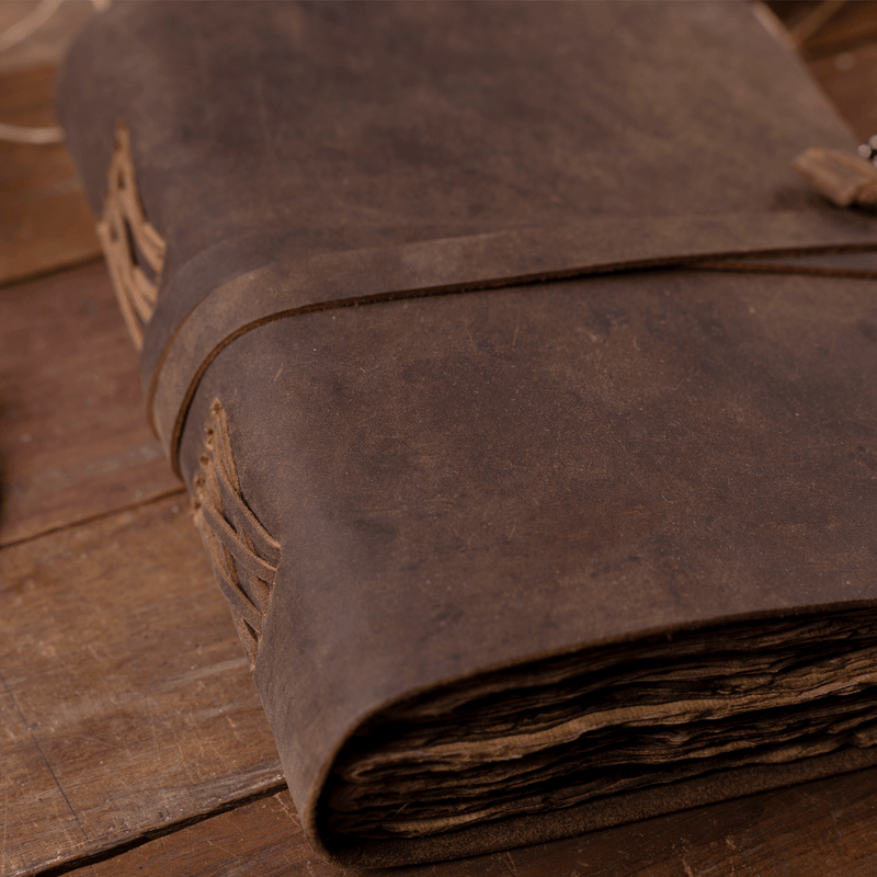 Burnt Deckle Edge Vintage Paper - Handmade Leather Bound Journal