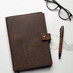 Refillable Leather Journal -  Premium Lined A5 Writing Notebook Cover